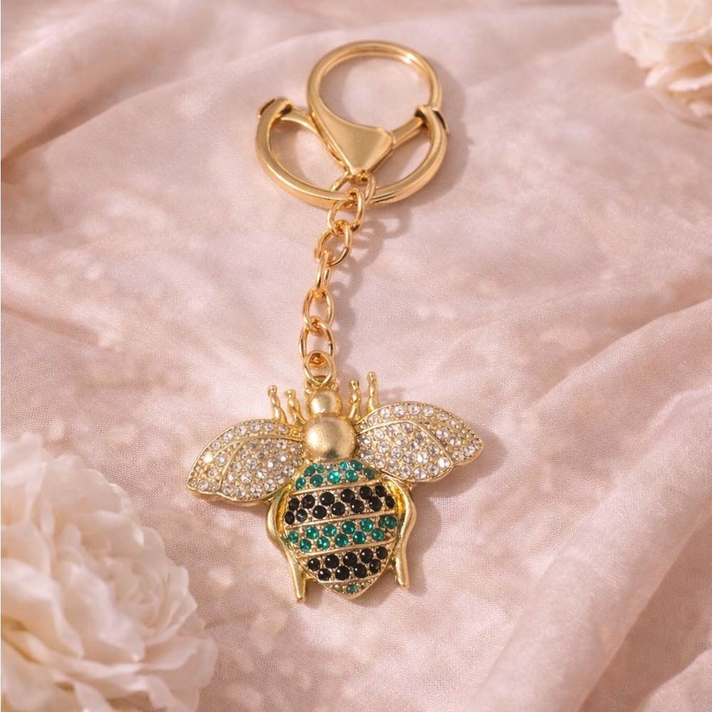 Gold and Green Bee Keychain